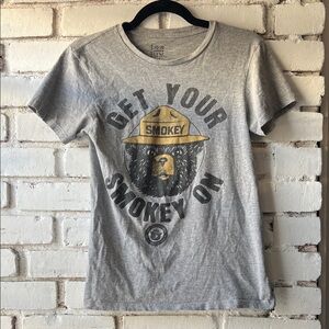 Smokey Bear Graphic Tee - Gray with Yellow Accent